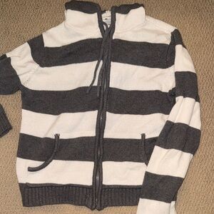 Pink Rose Charcoal and Cream Striped Hoodie